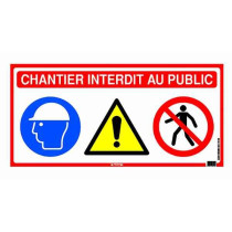 Panneau de Chantier Interdit au Public 4 en 1, 800 x 400 mm