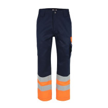 Pantalon de Travail Herock Olympus High Viz Bleu Marine/Orange