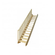 Escalier Droit Sapin 285x276x80 cm sans Contremarche avec Rampe 