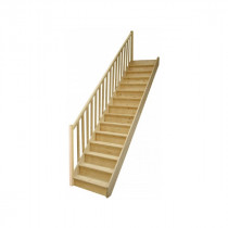 Escalier Droit Sapin 285x276x80 cm avec Contremarche avec Rampe 