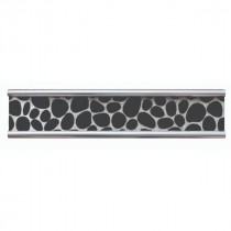 Frise Carrelage Leopard Noire Verre Alu LI03, Listel 3,2 x 60 x 0,8 cm