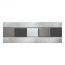 Frise Carrelage Grise Noire Verre Alu LI21, Listel 6 x 60 x 0,8 cm