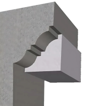 Moule de Coffrage Polystyrene Corniche Béton 20kg/m3, 15 x 15 cm