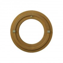 Oeil de boeuf vitré rond en bois exotique, diamètre 50 cm
