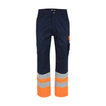 Pantalon de Travail Herock Olympus High Viz Bleu Marine/Orange