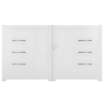 Portail Battant PVC Lames pleines Caen Blanc RAL 9016, H 1,60