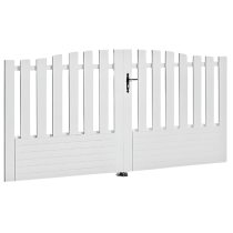 Portail Battant PVC Lames semi-ajourées Aix Blanc, H 1,45