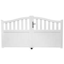 Portail Battant PVC Lames semi-ajourées Dijon Blanc, H 1,80