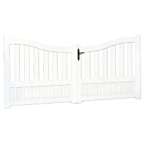 Portail Battant PVC Lames semi-ajourées Incurvé Lux Blanc H 1,45