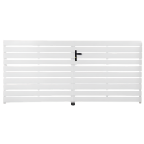 Portail Battant PVC Lames semi-ajourées Metz Blanc, H 1,40