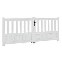 Portail Battant PVC Lames semi-ajourées Nice Blanc, H 1,25