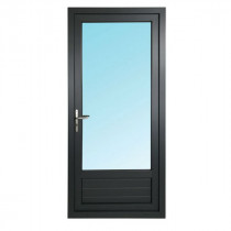 Porte Fenêtre PVC 1 Vantail 205 x 80 cm Gris, Tirant Droit