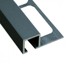 Profilé de Finition Carré Carrelage Aluminium Noir Mat 12 mm x 2,5 m