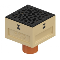 Siphon de Sol B125 ACO Europoint Grille Fonte Voronoï 25 x 25, H 210mm