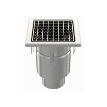 Siphon de Sol Inox Limatec 200x200 Caillebotis, sortie verticale 100mm