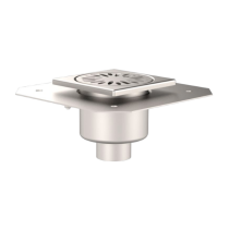 Siphon Inox Limatec 100x100 avec platine, sortie verticale 40mm H69 mm
