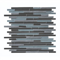 Mosaïque Noir et Gris en Verre et Pierre TE09, 30,5 x 30,5 x 0,8 cm