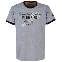 Tee-shirt Bosseur Plombier Gris-chiné