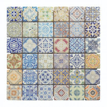 Mosaïque Agadir Travertin Décoré TR04, Plaque 30,5 x 30,5 x 1 cm