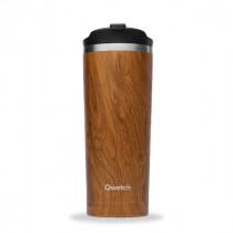 Travel Mug Isotherme Qwetch Wood Double Paroi 470 ml Marron