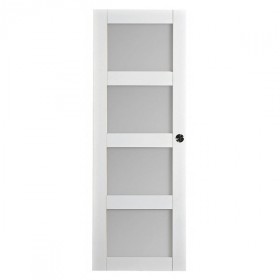 Porte intérieure Quartzo 4 carreaux blanc, 204x73 cm, rive droite