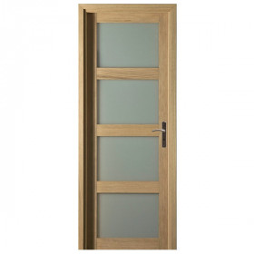 Bloc porte Quartzo chêne 4 carreaux 204x73 cm, poussant gauche 