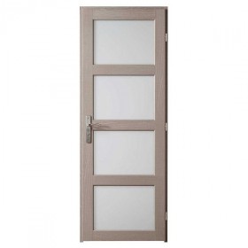 Bloc porte Quartzo chêne grisé 4 carreaux, 204x83 cm, poussant gauche 