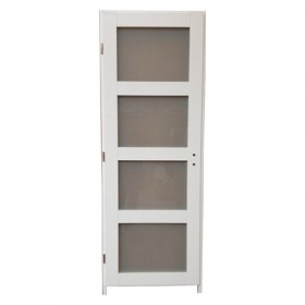 Bloc porte Quartzo 4 carreaux blanc, 204x73 cm, droite 