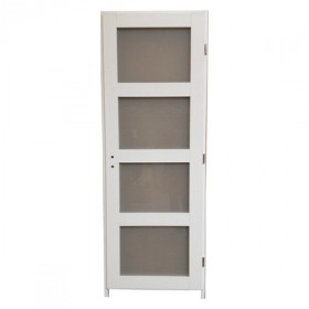 Bloc porte Quartzo 4 carreaux blanc, 204x73 cm, gauche 