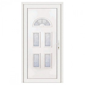 Porte d'entrée pvc INES blanc 5 carreaux poussant gauche, 200 x 90 cm