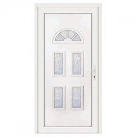 Porte d'entrée pvc INES blanc 5 carreaux poussant gauche, 215 x 80 cm