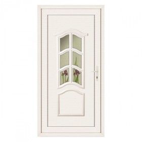 Porte d'entrée pvc JADE blanche 1 carreau poussant gauche, 215 x 90 cm