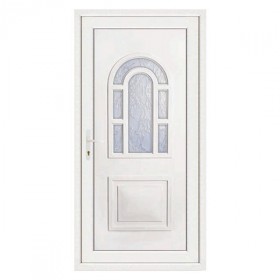 Porte d'entrée pvc LILOU blanche, poussant droit, 215 x 90 cm