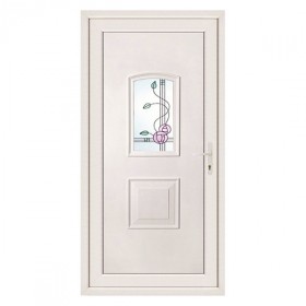 Porte d'entrée pvc CLARA 1 carreau floral poussant gauche, 215 x 90 cm