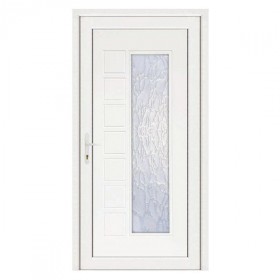 Porte d'entrée pvc JULIE blanche, poussant droit, 215 x 90 cm