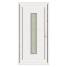 Porte d'entrée pvc JULES contour inox poussant gauche, 215 x 90 cm