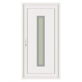 Porte d'entrée pvc JULES contour inox poussant droit, 215 x 90 cm