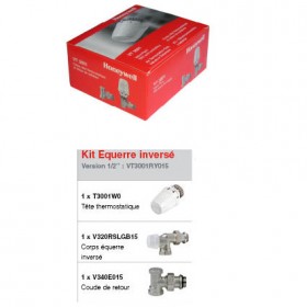 Robinetterie de radiateur HONEYWELL, Kit Equerre inversée ½