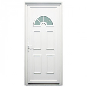 Porte d'entrée PVC Rhône blanche, 215x90cm, poussant droit