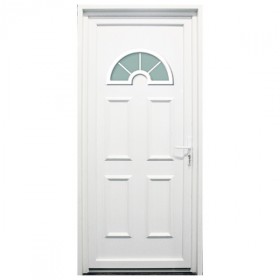 Porte d'entrée PVC Rhône blanche, 215x80cm, poussant gauche