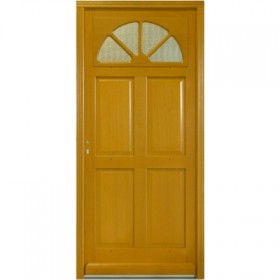 Porte d'entrée vitrée Bois exotique Léa, 215x90cm, poussant droit