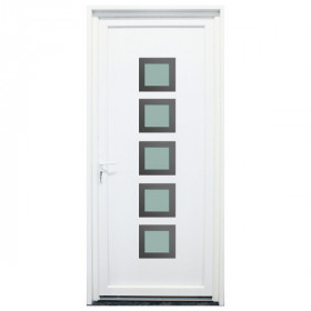 Porte d'entrée PVC Somme blanche, 200x90cm, poussant droit