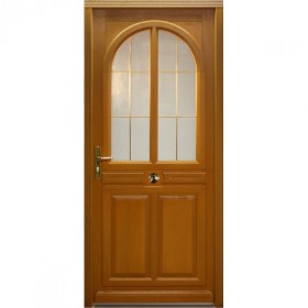 Porte d'entrée vitrée Bois exotique Ana, 215x90cm, poussant droit