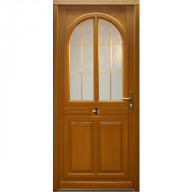 Porte d'entrée vitrée Bois exotique Ana, 215x90cm, poussant gauche