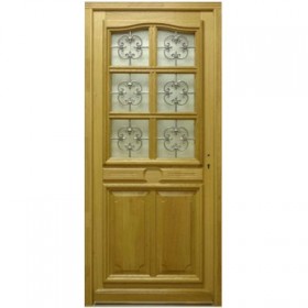 Porte d'entrée vitrée en Chêne Véro, 215x90cm, poussant gauche