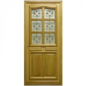 Porte d'entrée vitrée en Chêne Véro, 215x90cm, poussant droit