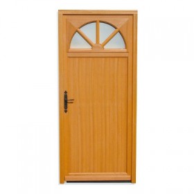 Porte de service vitrée Bois exotique Aude, 215x90cm, poussant droit