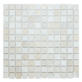 Mosaïque Ivoire Marbre Droit 3346, Plaque 30,5 x 30,5 x 1 cm