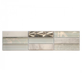 Frise Carrelage Vertical Mix Couleurs Verre Alu 3612, Listel 7,5 x 30 x 0,8 cm