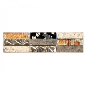 Frise Carrelage Vertical Grise Verre Alu 3615, Listel 7,5 x 30 x 0,8 cm